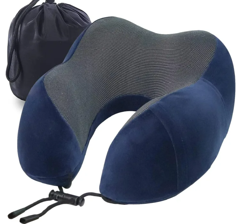 Travel Pillow, Memory Foam Neck Pillow for Traveling, U Shape Neck Pillow Airplane Portable Flight Pillow Travel Kit with 3D Contoured Eye Masks and Earplugs for Plane Train Car Home Office