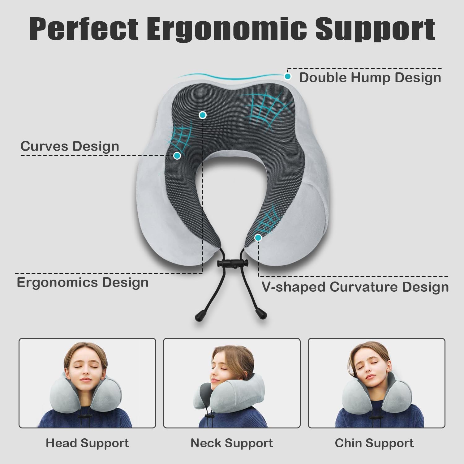 Travel Pillow, Memory Foam Neck Pillow for Traveling, U Shape Neck Pillow Airplane Portable Flight Pillow Travel Kit with 3D Contoured Eye Masks and Earplugs for Plane Train Car Home Office