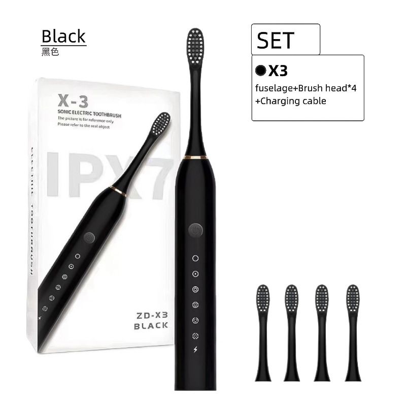 Electric Toothbrush, Rechargeable Power Toothbrush with 4 Brush Heads, with 2 Minute Smart Timer, 6 Modes with Teeth Whitening, Gift for Family