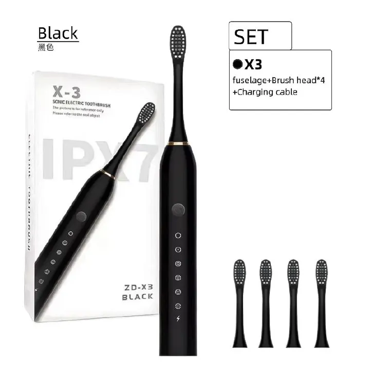 Electric Toothbrush, Rechargeable Power Toothbrush with 4 Brush Heads, with 2 Minute Smart Timer, 6 Modes with Teeth Whitening, Gift for Family