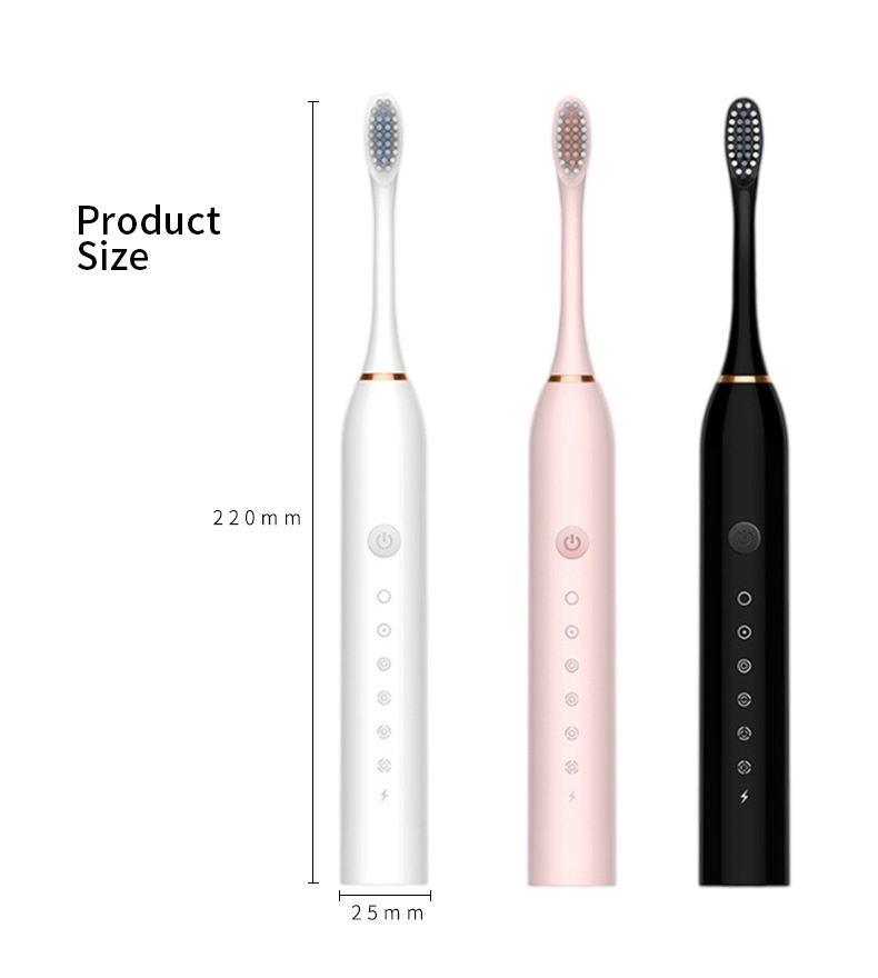 Electric Toothbrush, Rechargeable Power Toothbrush with 4 Brush Heads, with 2 Minute Smart Timer, 6 Modes with Teeth Whitening, Gift for Family