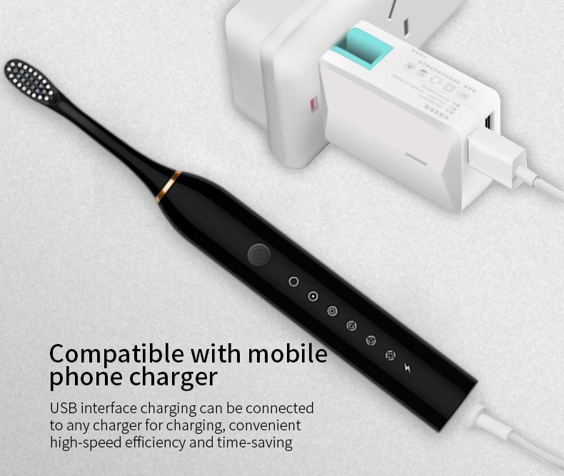 Electric Toothbrush, Rechargeable Power Toothbrush with 4 Brush Heads, with 2 Minute Smart Timer, 6 Modes with Teeth Whitening, Gift for Family