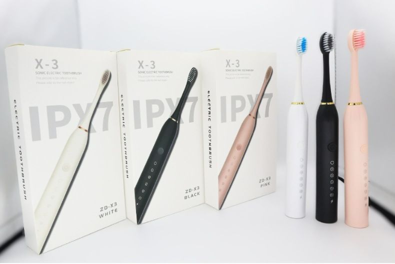 Electric Toothbrush, Rechargeable Power Toothbrush with 4 Brush Heads, with 2 Minute Smart Timer, 6 Modes with Teeth Whitening, Gift for Family