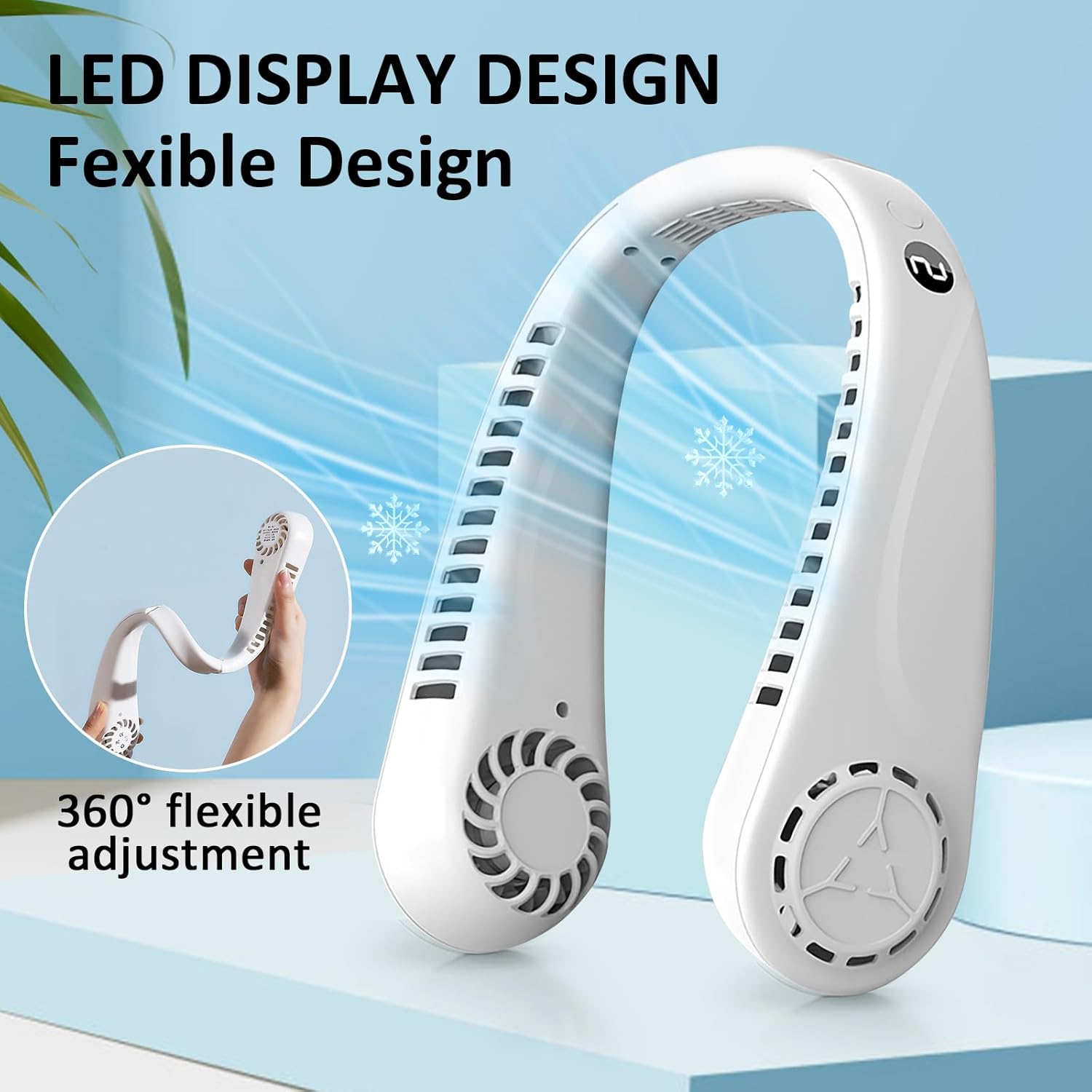 Portable Hanging Neck Fan,Battery Operated Bladeless Neck Fan,Rechargeable Personal Cooling Fan,Wearable Personal Neck Fan with 3 Wind Speeds for Office Sports Traveling Unique Gift