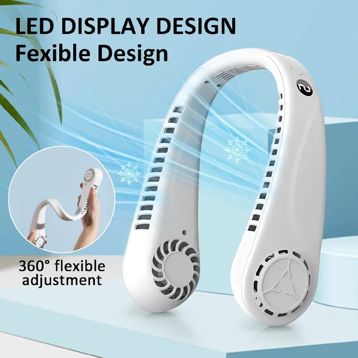 Portable Hanging Neck Fan,Battery Operated Bladeless Neck Fan,Rechargeable Personal Cooling Fan,Wearable Personal Neck Fan with 3 Wind Speeds for Office Sports Traveling Unique Gift
