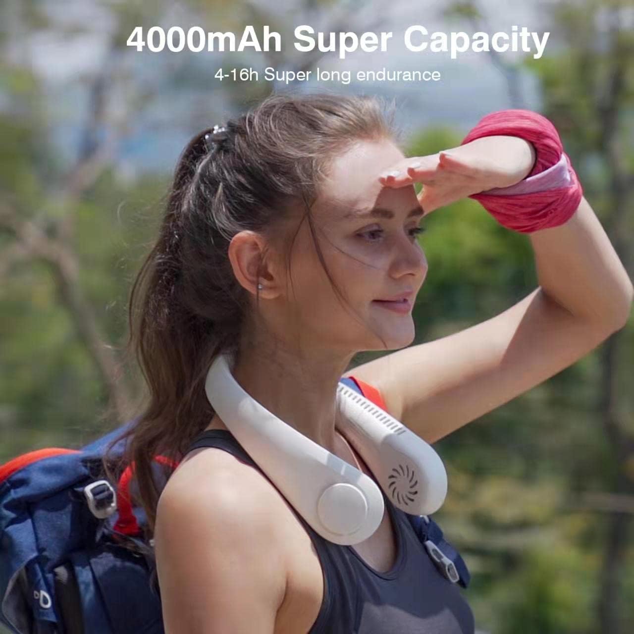 Portable Hanging Neck Fan,Battery Operated Bladeless Neck Fan,Rechargeable Personal Cooling Fan,Wearable Personal Neck Fan with 3 Wind Speeds for Office Sports Traveling Unique Gift