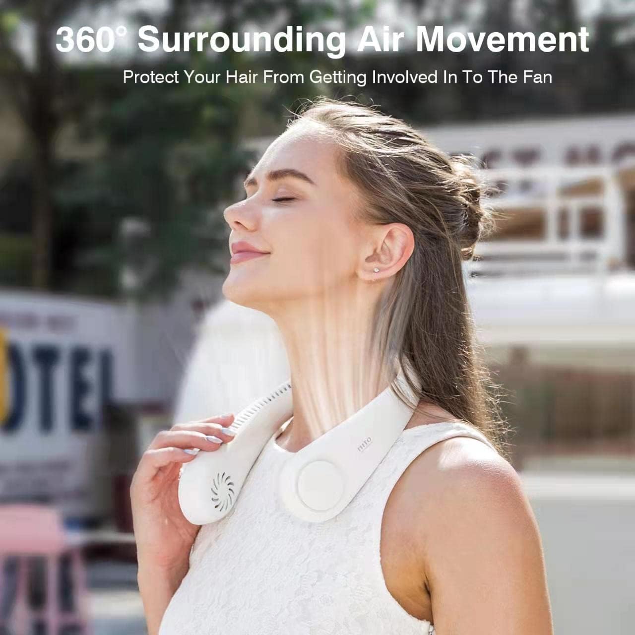 Portable Hanging Neck Fan,Battery Operated Bladeless Neck Fan,Rechargeable Personal Cooling Fan,Wearable Personal Neck Fan with 3 Wind Speeds for Office Sports Traveling Unique Gift