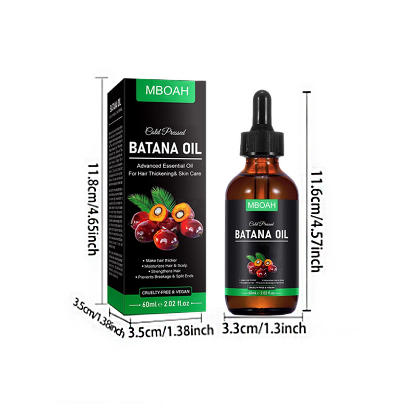 Batana Oil for Hair Growth 60ml, 100% Pure & Natural Batana Hair Oil, Prevent Hair Loss, Batana Oil from Honduras, Batana Oil for Men & Women for Thicker & Stronger Hair