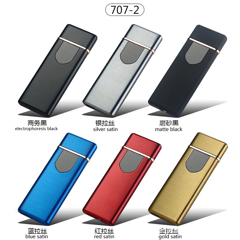 Electronic Lighter, Electric Lighter Windproof USB Rechargeable Slim Coil Lighter with Smart Fingerprint Sensor Double Side Ignition,Creative Power Indicator Flameless Lighter for Gifts(