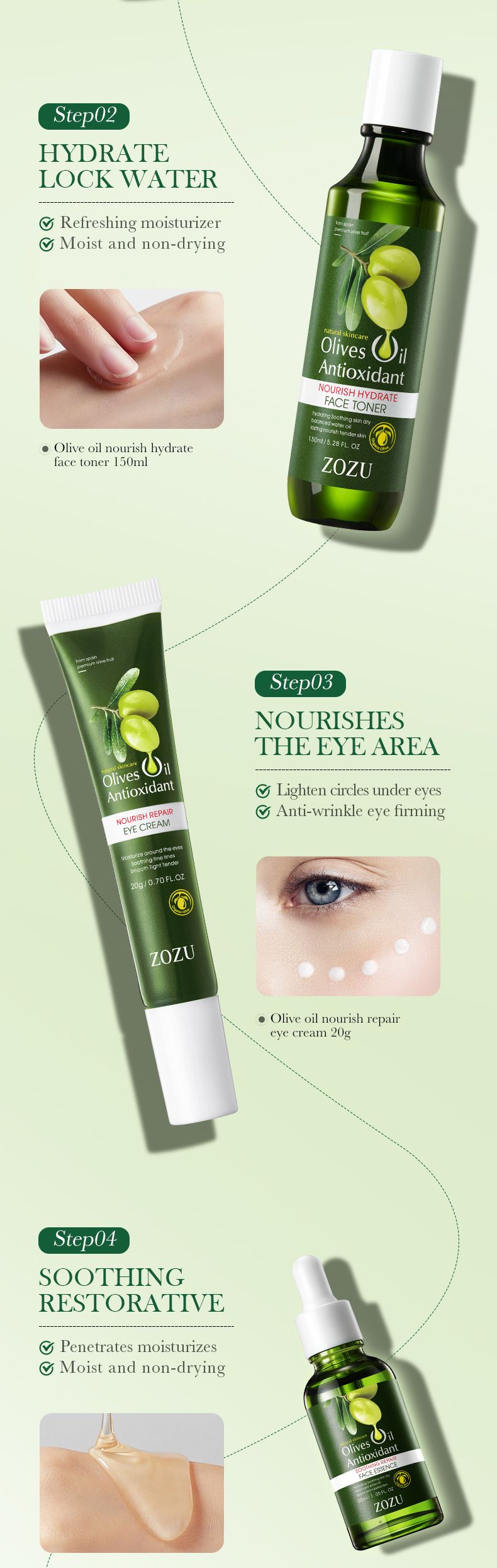 6pcs Olive Oil Skin Care Set, Olive Fruit Extract, Rich in Vitamins, Deeply Moisturising, Facial Cleanser, Toner, Serum, Lotion & Face Cream, face essence Moisturizing Face Skin Care KitKeeps Skin Hyd