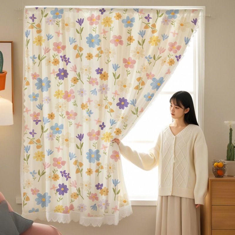 2PCS Punch-free Velcro Blackout Curtain For Living Room Bedroom Window Curtains Protective