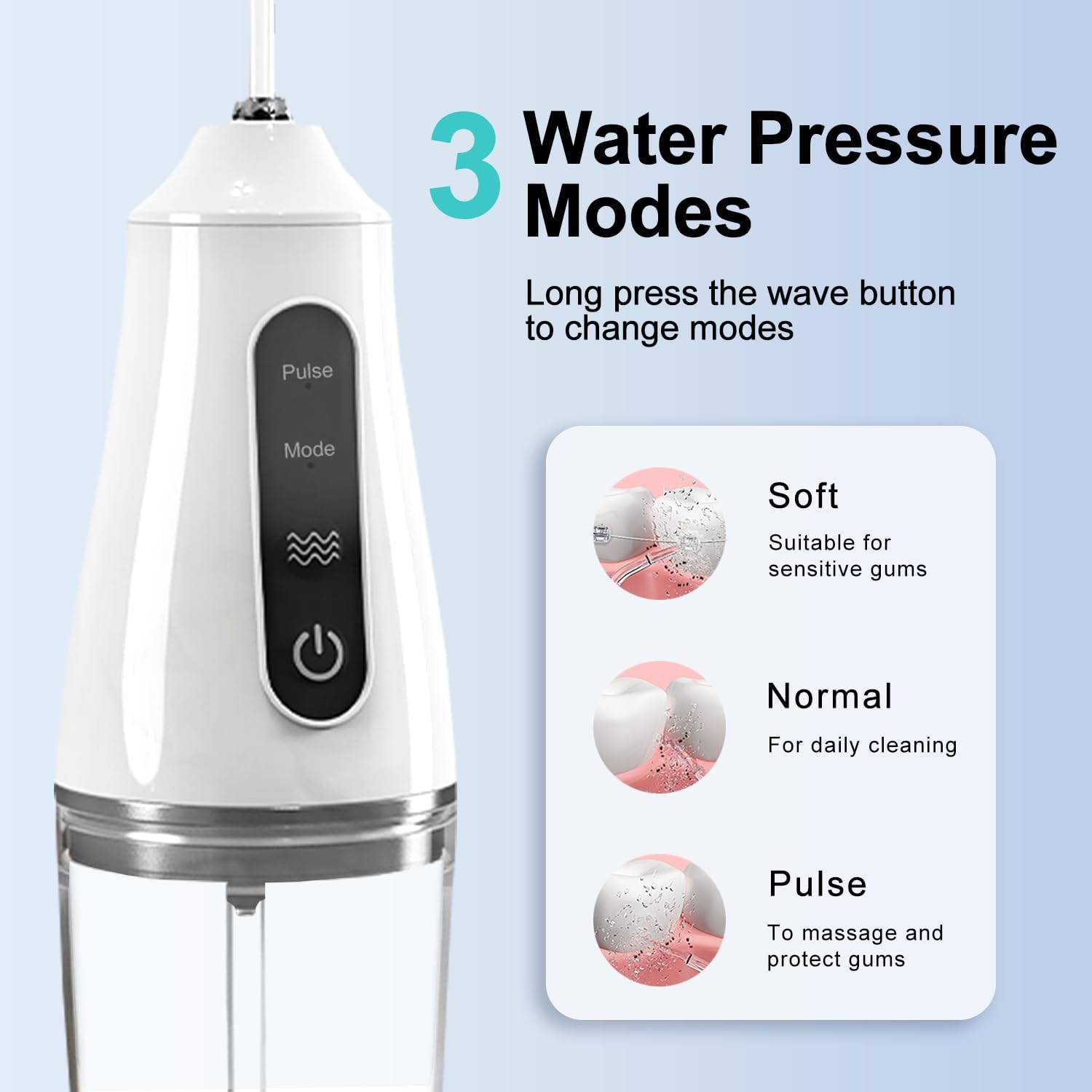 Water Flossers for Teeth Cordless Rechargeable Dental Oral Irrigator Water Jet for Teeth Braces Care with 4 Jet Tips for Travel and Home Use