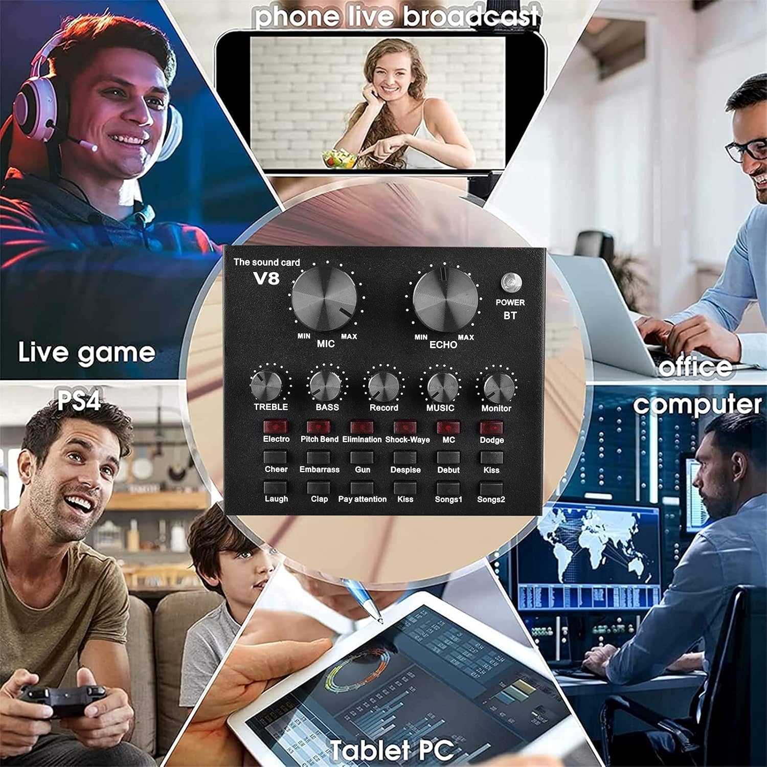 Podcast Equipment Bundle, V8 BM-800 Condenser with Voice Changer, Recording Studio Package - Podcast Microphone Bundle for Laptop, Streaming/Live Broadcast/YouTube Recording
