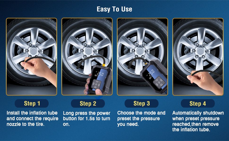 Tire Inflator Portable Air Compressor for Car, Ball Basketball Pump for Sports Balls Auto for Car Tires Bicycle w Gauge Values Display, 150PSI Power Battery Bike Pump Cordless