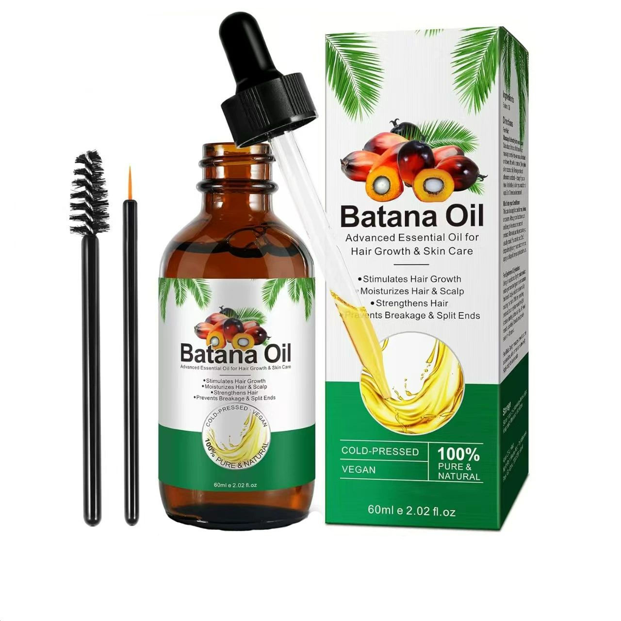 Batana Oil for Hair Growth,60ml 100% Pure Natural Cold Pressed Organic Oil,Promotes Hair Growth for Men & Women,Hydrating & Repairing Dry,Damaged Hair Skin Care,Enhances Hair & Skin Radiance