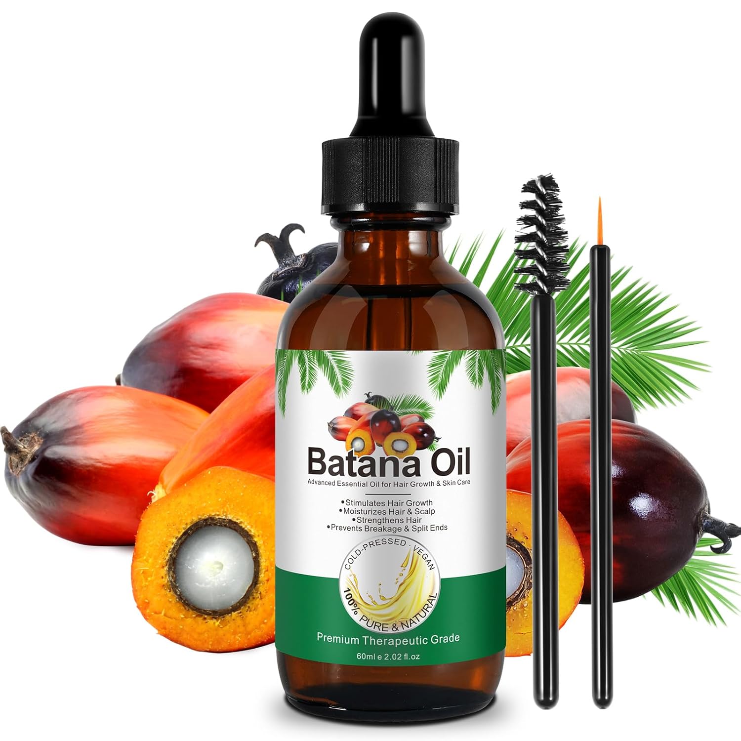 Batana Oil for Hair Growth,60ml 100% Pure Natural Cold Pressed Organic Oil,Promotes Hair Growth for Men & Women,Hydrating & Repairing Dry,Damaged Hair Skin Care,Enhances Hair & Skin Radiance
