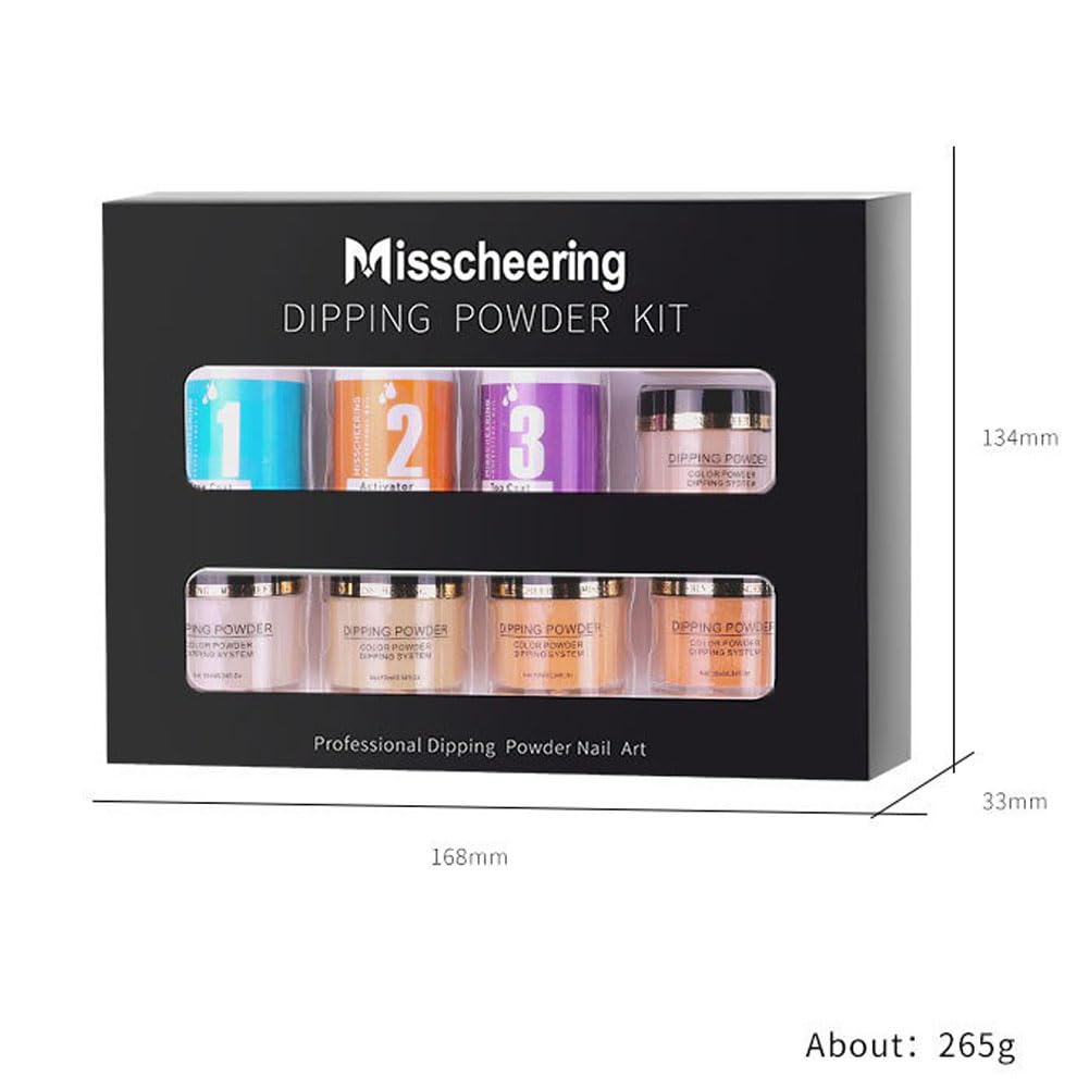 6 Colors Dipping Powder Set Dip Powder Nail Art Starter Kit for DIY Salon No LED Nail Lamp Needed Nail Art Manicure with Base Coat Activator