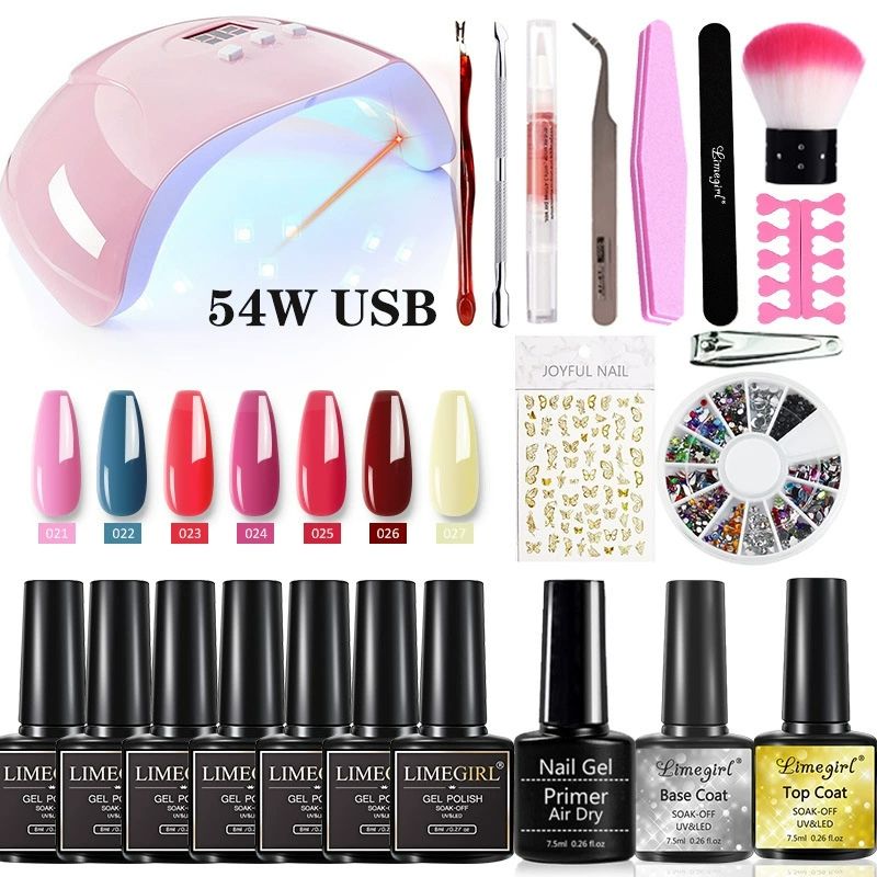 54W Nail Lamp Manicure Set Nail Polish Kit With UV Nails Drying Lamp Polish Set Soak Off Manicure Tools Set Gel Nail Kits All Seasons Professional Gel Manicure Kit DIY at Home Gifts for Women