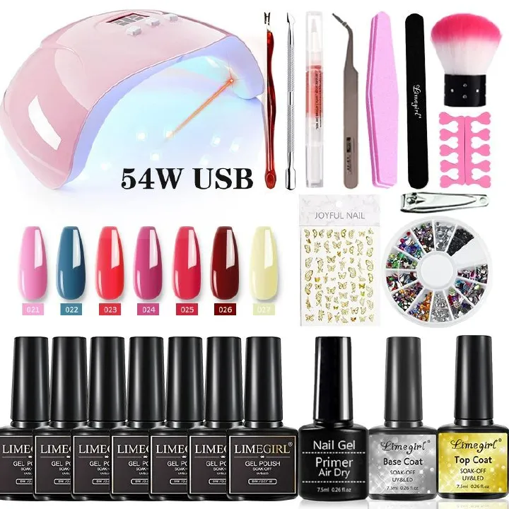 54W Nail Lamp Manicure Set Nail Polish Kit With UV Nails Drying Lamp Polish Set Soak Off Manicure Tools Set Gel Nail Kits All Seasons Professional Gel Manicure Kit DIY at Home Gifts for Women