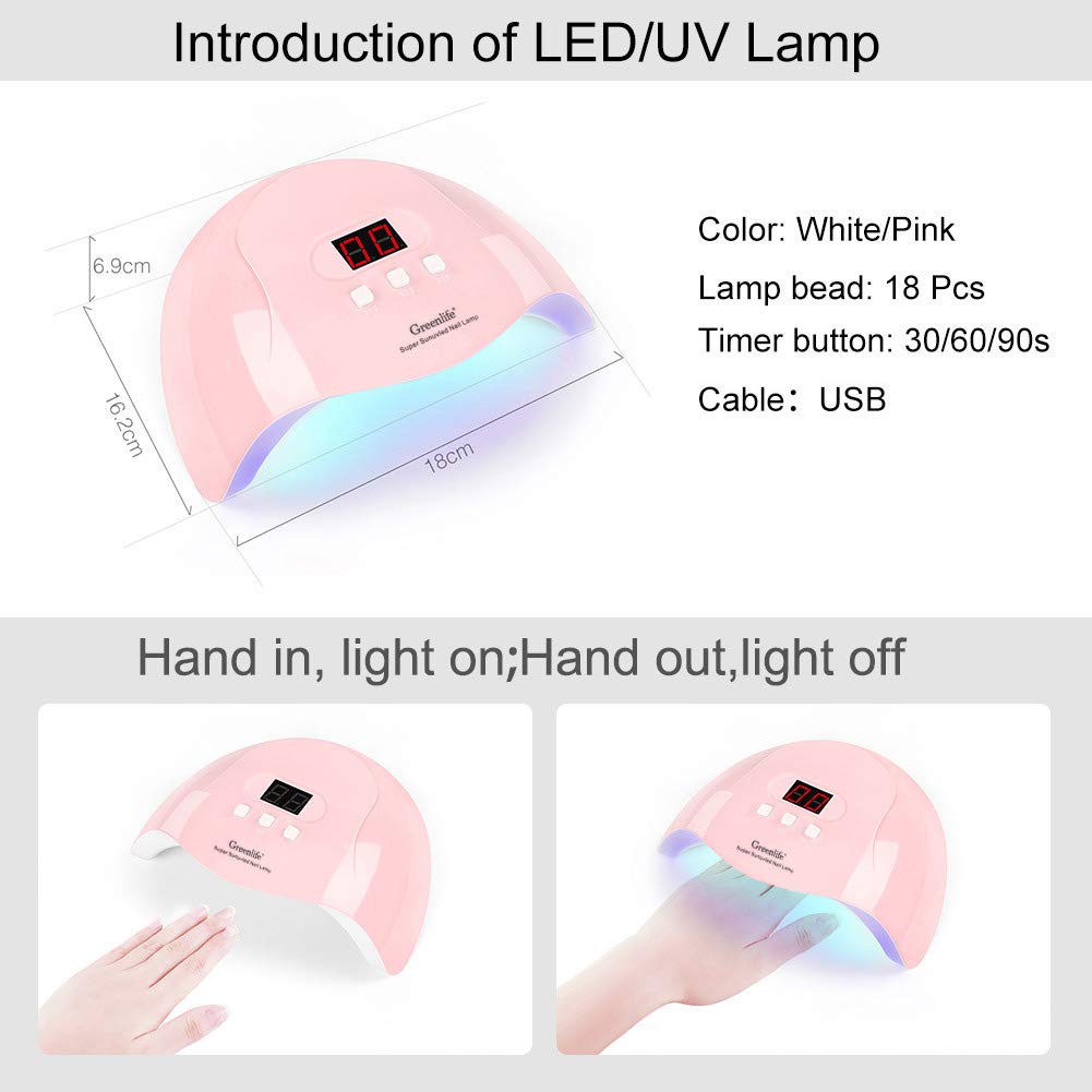 54W Nail Lamp Manicure Set Nail Polish Kit With UV Nails Drying Lamp Polish Set Soak Off Manicure Tools Set Gel Nail Kits All Seasons Professional Gel Manicure Kit DIY at Home Gifts for Women