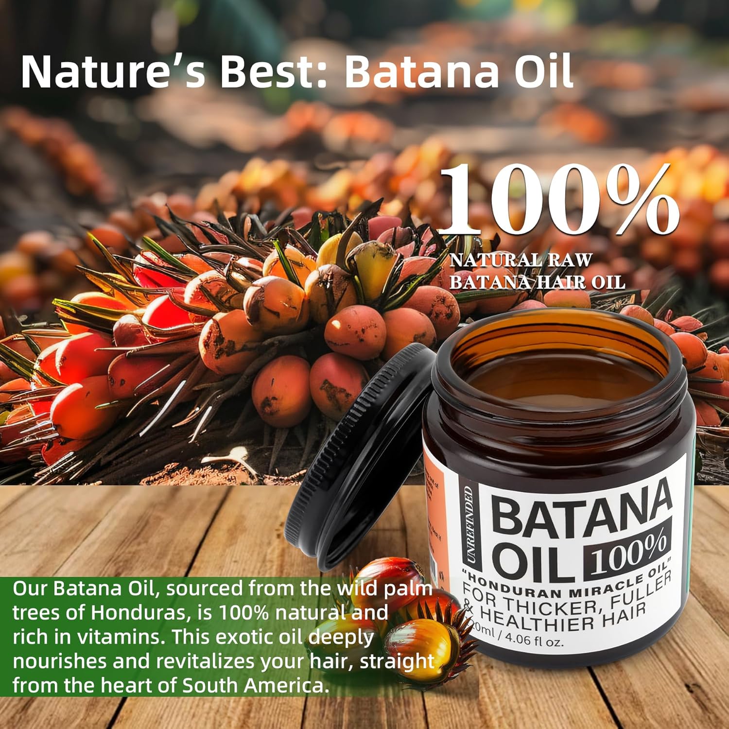 Batana Oil for Hair Growth, Natural Hair Growth Oil, Prevent Hair Loss and Enhances Thickness, Batana for Hair-Thickness, Nourishes and Strengthens