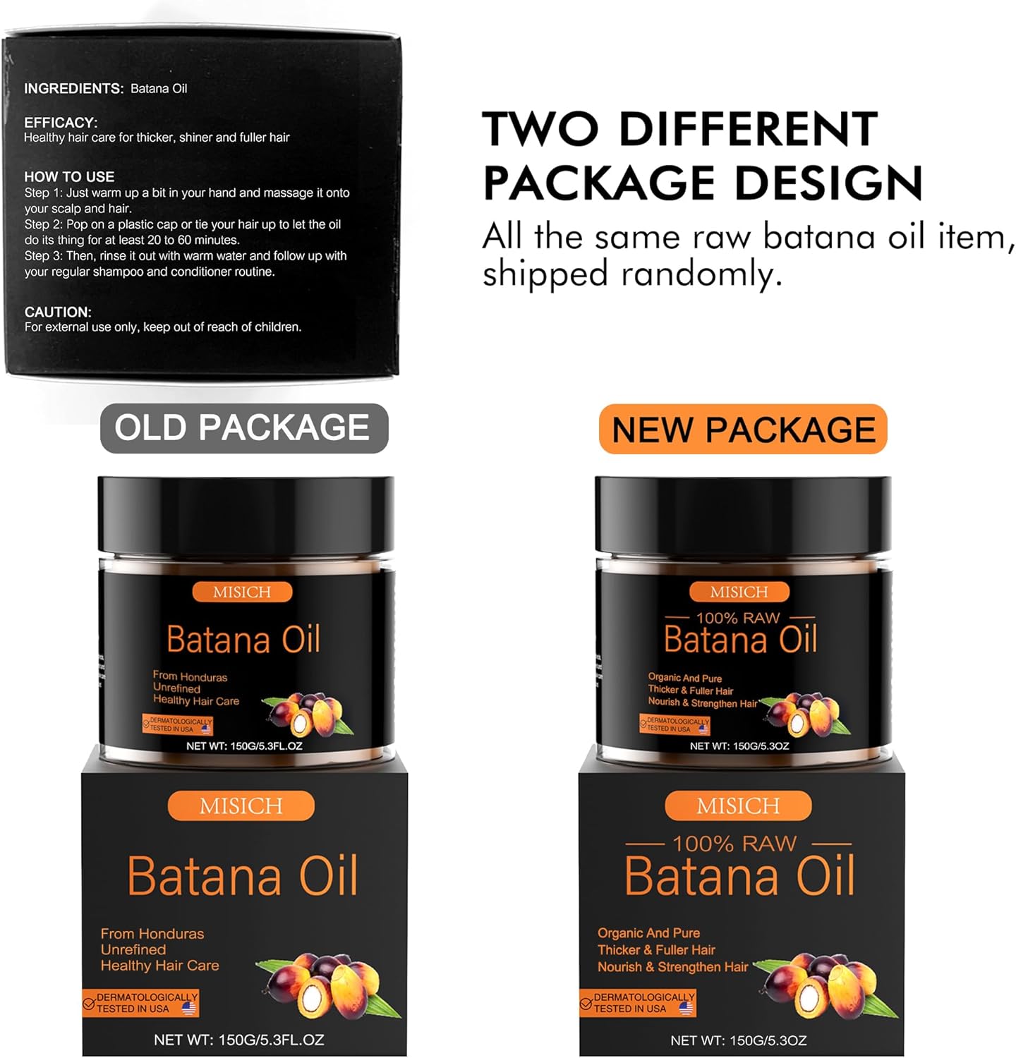 Raw Batana Oil for Hair Growth, 100% Natural Pure Botana Oil Paste, Unrefined Organic Batana Hair Growth Oil for Prevent Hair Loss, Enhances Hair Thickness for Men & Women
