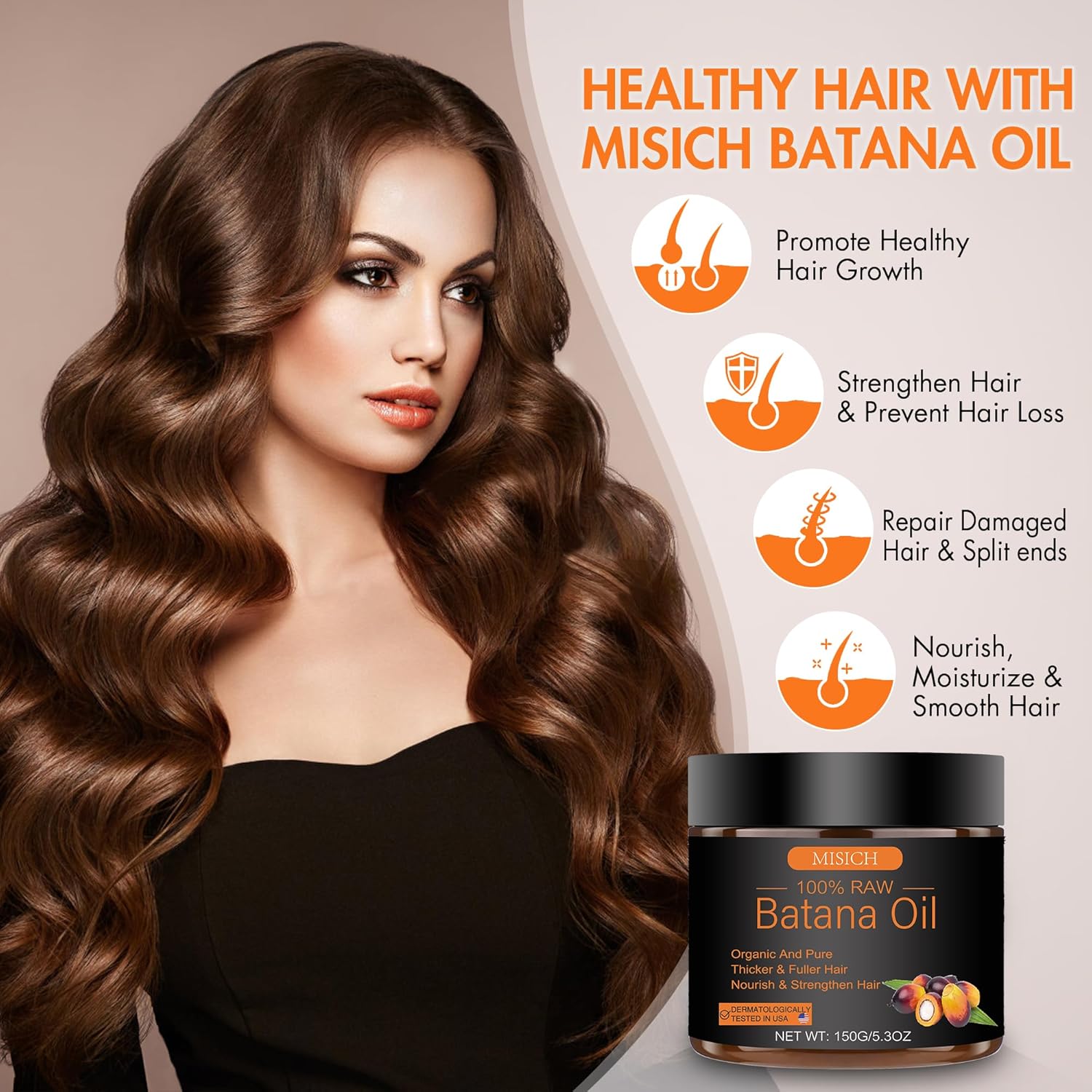 Raw Batana Oil for Hair Growth, 100% Natural Pure Botana Oil Paste, Unrefined Organic Batana Hair Growth Oil for Prevent Hair Loss, Enhances Hair Thickness for Men & Women