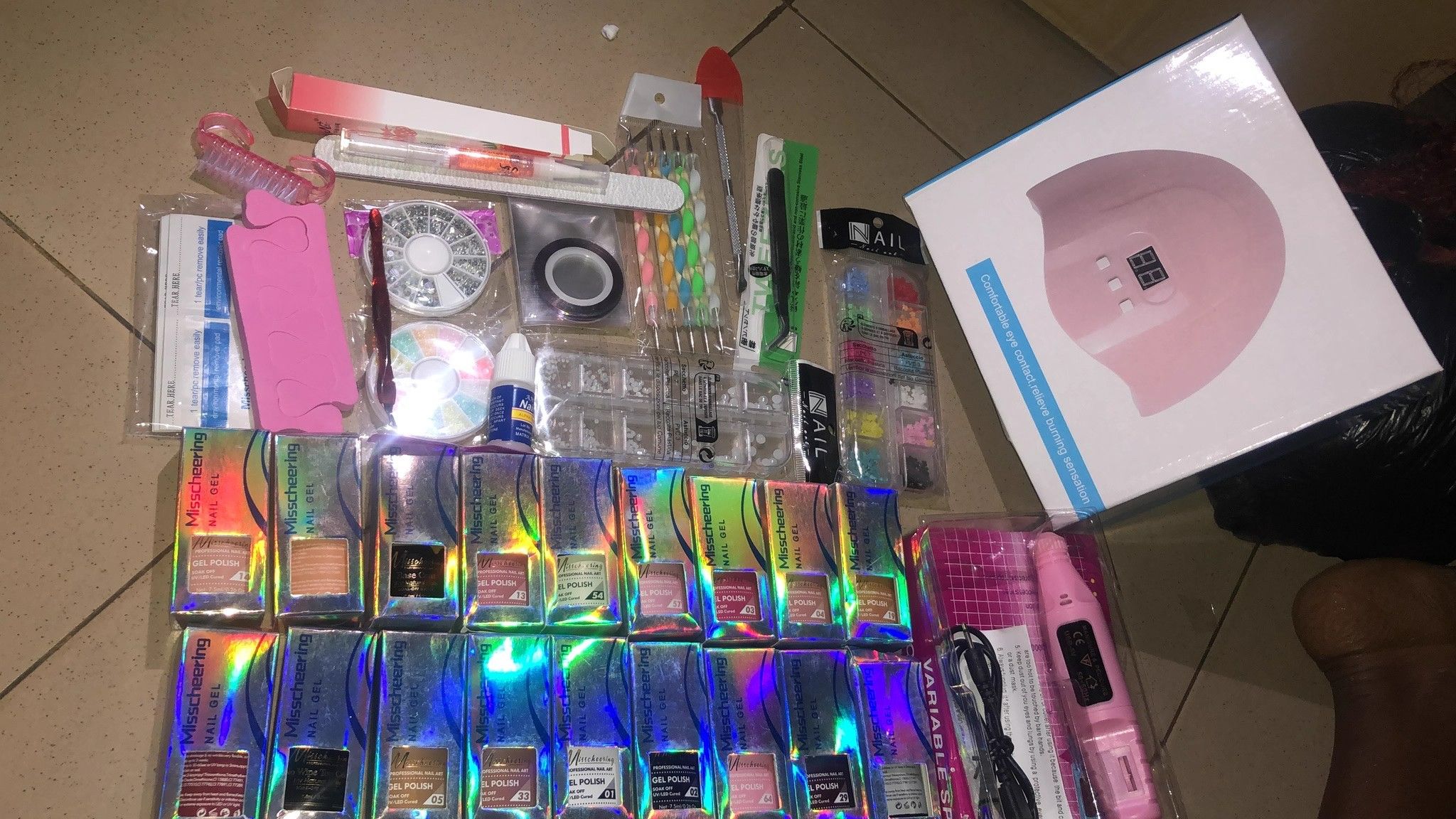 35pcs Gel Nail Polish Kit with U V light and Drill Starter Kit,16 Colors Gel Polish Set  Top Base Coat All season Fashion Popular Colors Professional Nail Lamp Gel Manicure Kit Gifts for Women