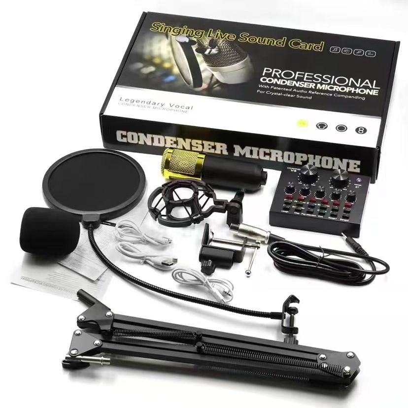 Podcast Equipment Bundle, V8 BM-800 Condenser with Voice Changer, Recording Studio Package - Podcast Microphone Bundle for Laptop, Streaming/Live Broadcast/YouTube Recording