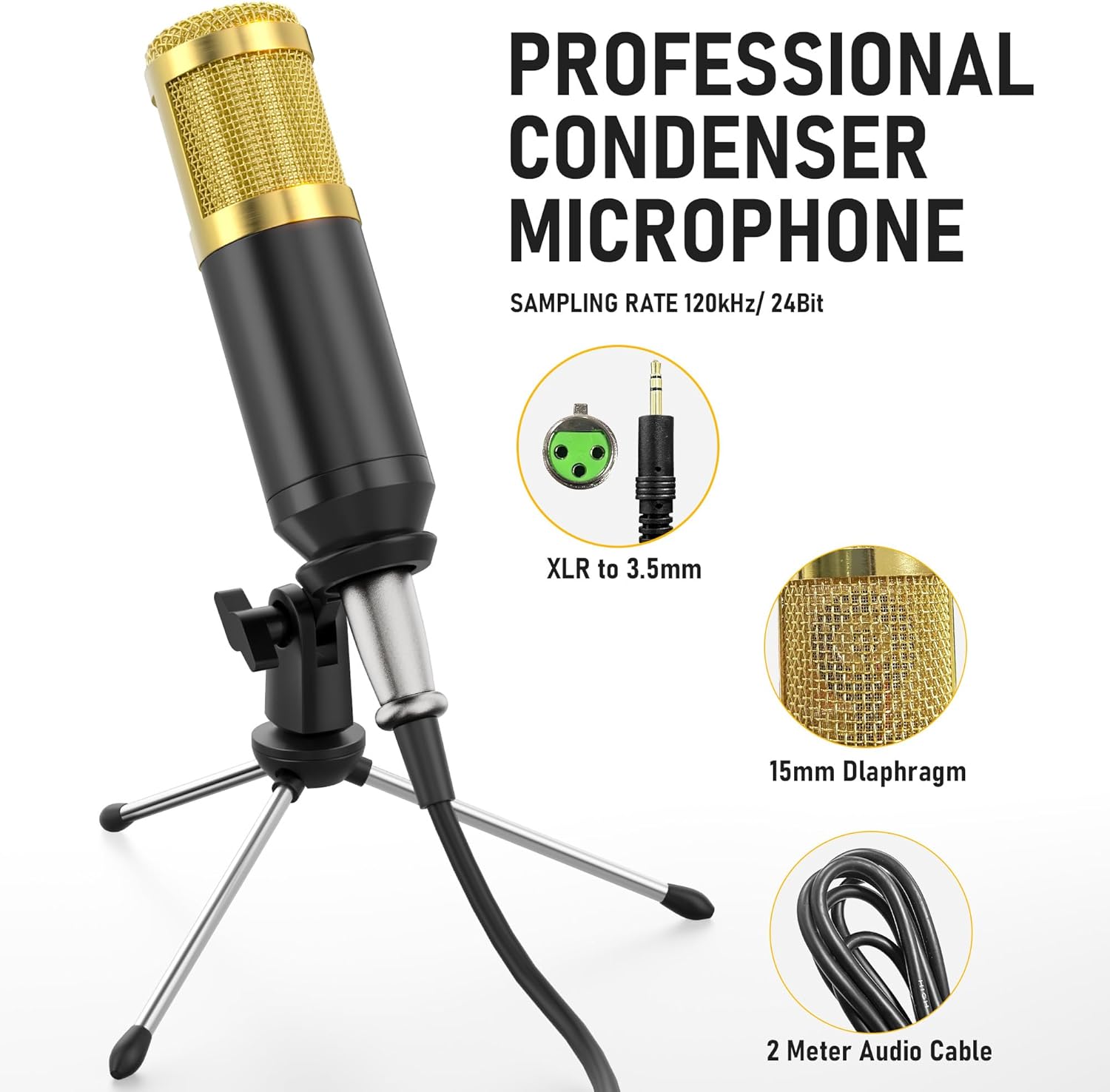 F998 Podcast Equipment Bundle, Audio Interface & BM800 Condenser Microphone with Tripod Stand, Professional Recording Studio Package for Live Streaming, Broadcast, Recording, YouTube, TikTok