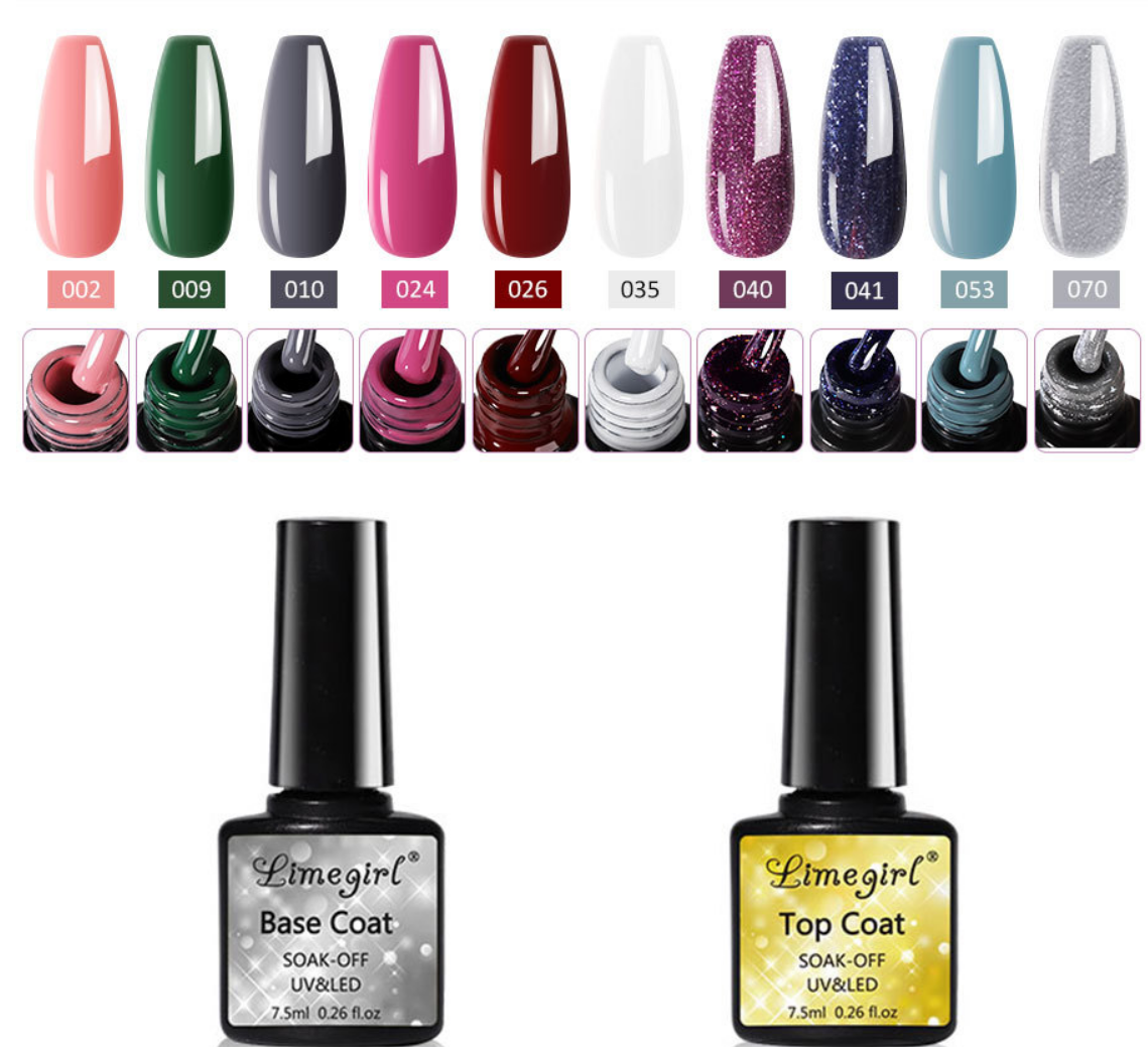 Gel Nail Polish Kit with U V light Colors Gel Polish Set  Top Base Coat All season Fashion Popular Colors Professional Nail Lamp Gel Manicure Kit Gifts for Women