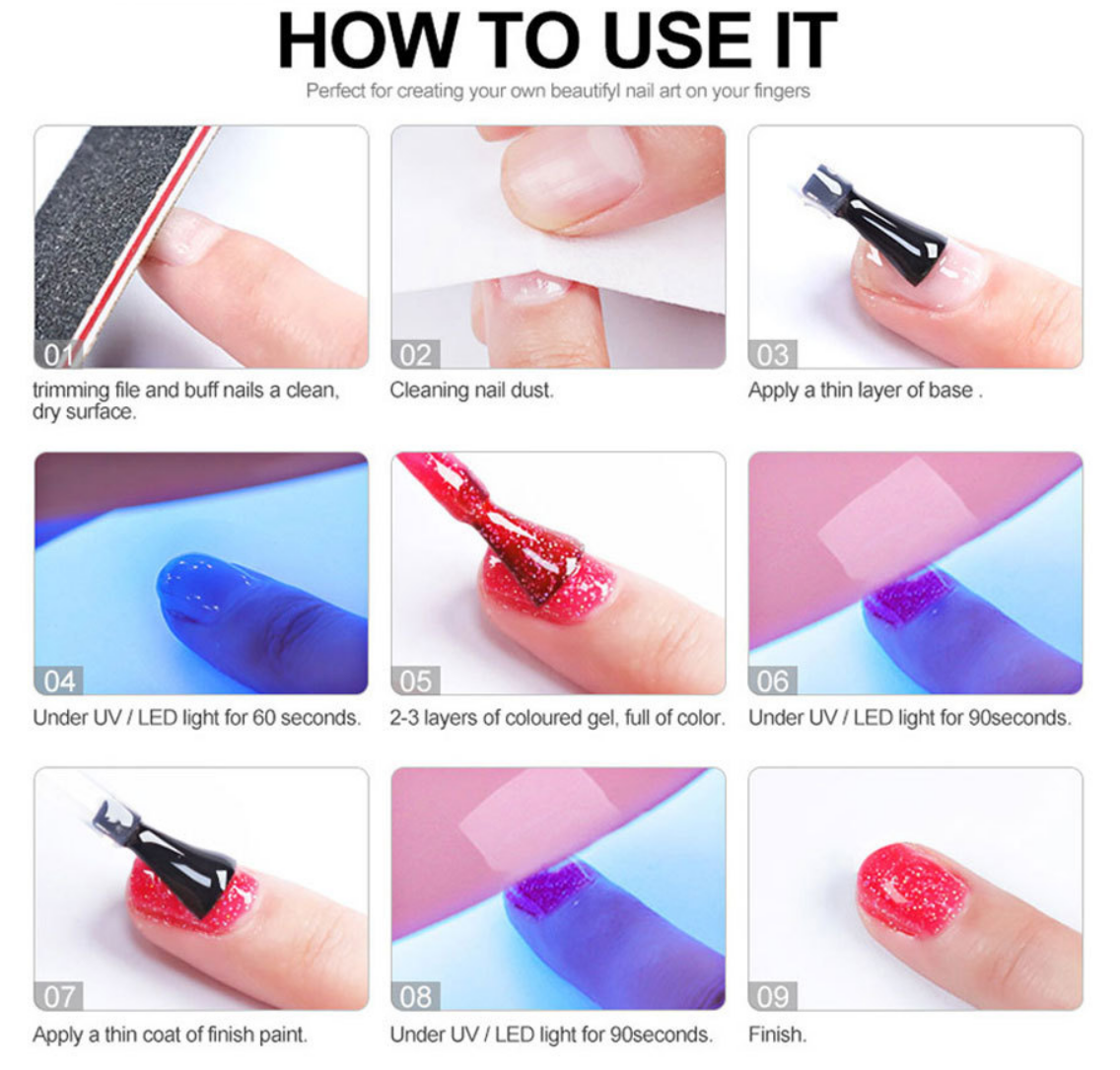Gel Nail Polish Kit with U V light Colors Gel Polish Set  Top Base Coat All season Fashion Popular Colors Professional Nail Lamp Gel Manicure Kit Gifts for Women