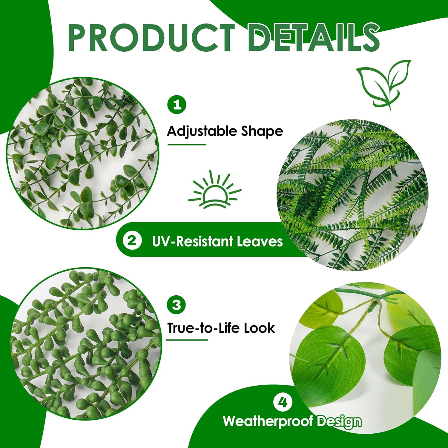 Artificial Hanging Plant, 4 Pack Fake Plants with Pots, Hanging Artificial Plants Indoor, Fake Ivy Faux Plant for Indoors Outdoor Room Office Patio Wall Decor