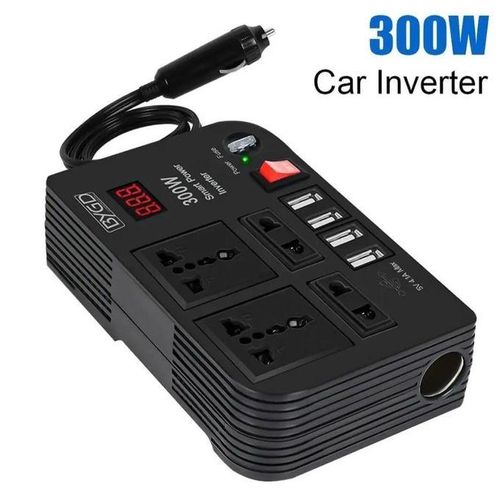 300W Portable Car Power Inverter Car Charging Adapter DC 12V To AC 220V 300W Converter 4 USB Charger Outlet Socket Auto Accessories
