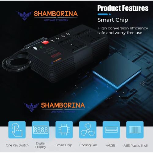 300W Portable Car Power Inverter Car Charging Adapter DC 12V To AC 220V 300W Converter 4 USB Charger Outlet Socket Auto Accessories