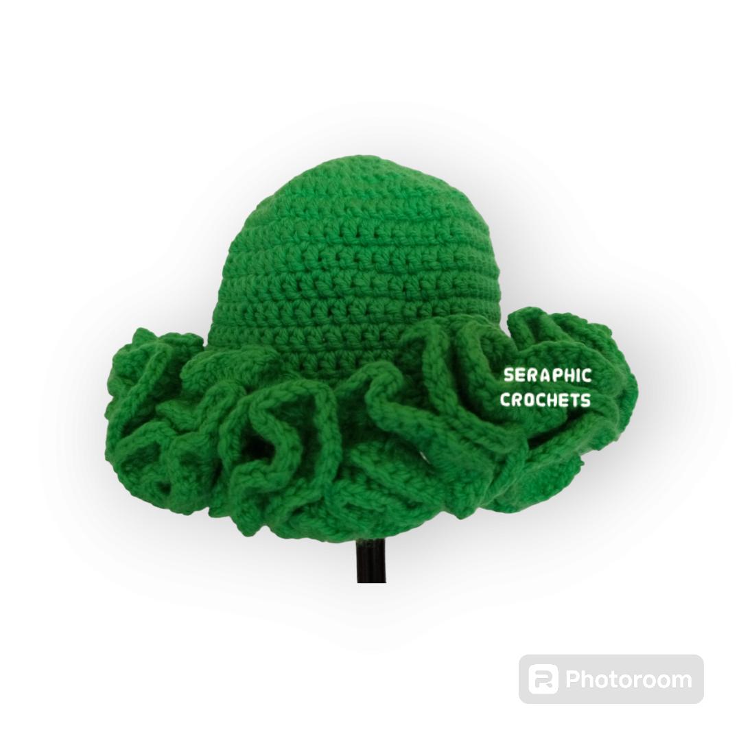 Women's Handmade Crochet Ruffle Hat/Bucket Hat