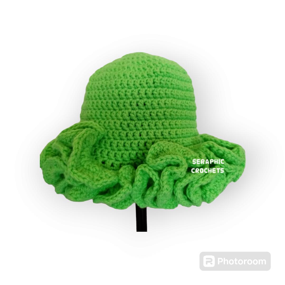 Women's Handmade Crochet Ruffle Hat/Bucket Hat
