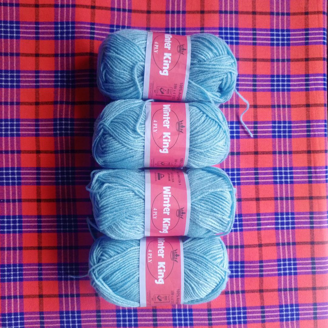 Light Blue Winter King Yarn 4 ply, 100% Acrylic