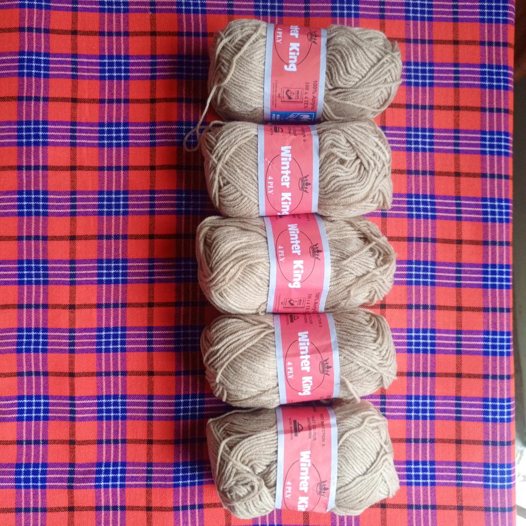 10 Pcs Beige Winter King Thin Yarn, 4ply,  100% Acrylic, 50g