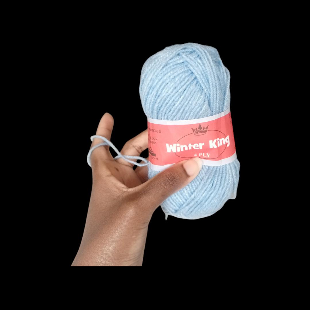 10 pcs Light Blue Winter King Thin Yarn, 100% Acrylic, 50g