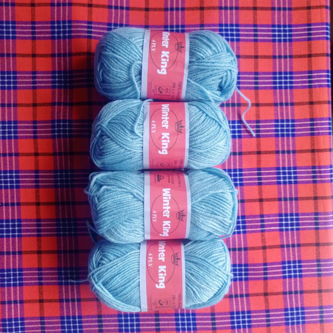10 pcs Light Blue Winter King Thin Yarn, 100% Acrylic, 50g