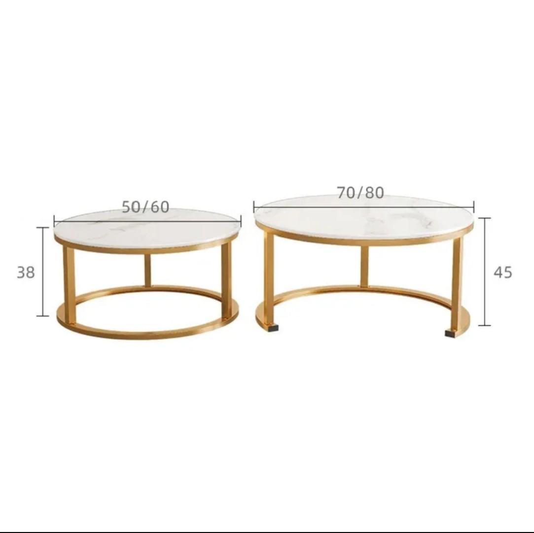 Luxury Round  Marble Coffee Nesting Table 2 PCs Set
