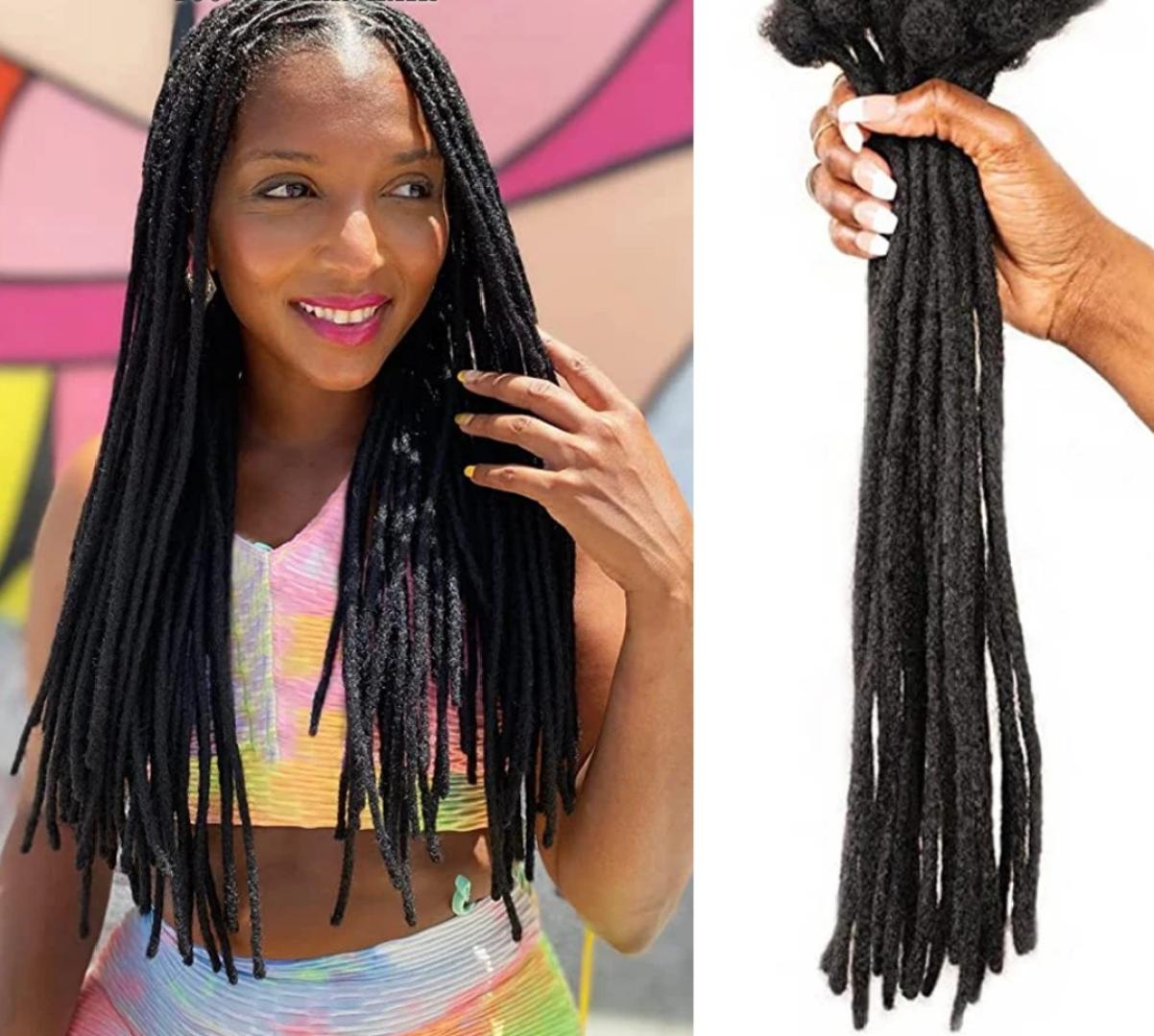 Women's Artificial Synthetic Dreadlock Crochet Hair Extensions 70Pcs Black , Middle Back Length 21 inches
