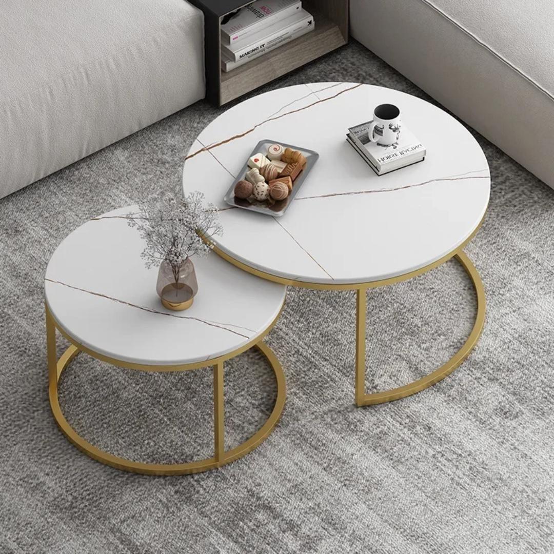 Living Room Marble 2PCS Nesting Coffee Table Luxury Living Room Furniture