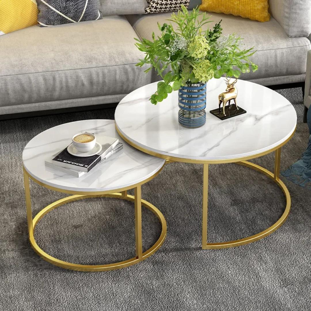 Living Room Marble 2PCS Nesting Coffee Table Luxury Living Room Furniture