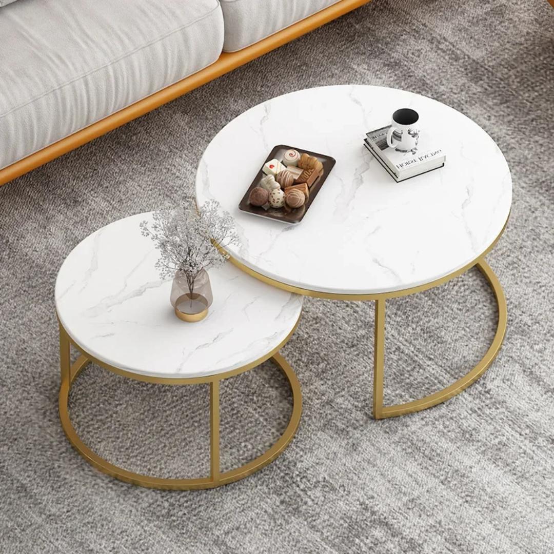 Living Room Marble 2PCS Nesting Coffee Table Luxury Living Room Furniture
