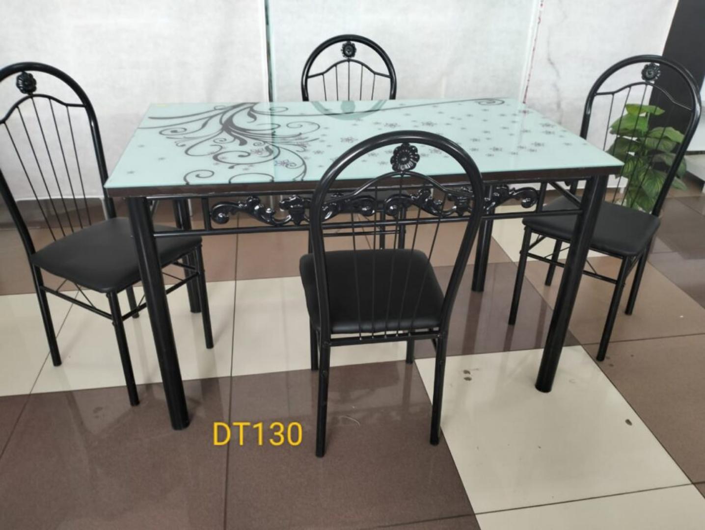 Luxury Dining Room White Table and 4 Chairs Set,