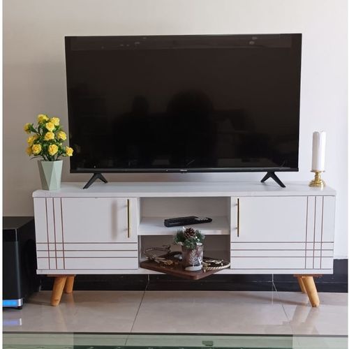 Sydney Modern Wooden TV Stand 4FT  White and Gold