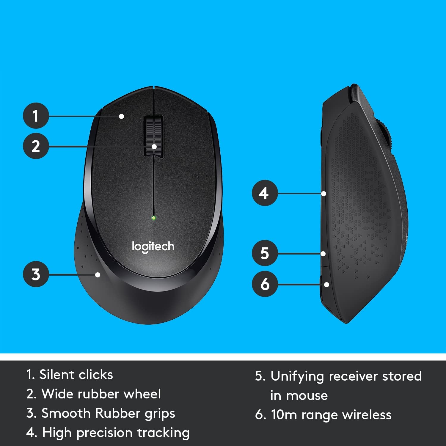 Logitech M330 Silent Plus Wireless Mouse with USB Nano Receiver..silent clicking ,low power usage ,very stlylish mouse (copy)