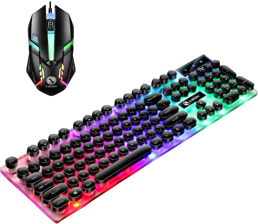 Best Gaming Keyboard Gtx300 Keyboard and Mouse Set Punk Retro Simulation Mechanical Keyboards Backlit USB Wired 104 keys Suspension Gaming Keypad Set
